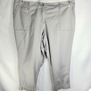 Dalia Collections Taupe 100% Cotton Cropped Pants w/Pockets Plus Size 22W